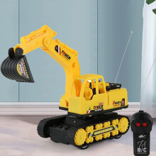 2-Channel RC Excavator Digger Model,Child Electric Toys Remote Control Engineering Vehicle,RC Construction Bulldozer Toy with Light Gift