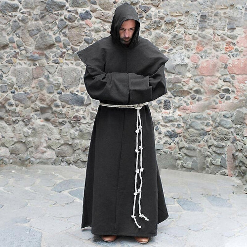 Scapula Robe (XXL, Black) S-5xl Renaissance Monk Clergy Habit Scapular Friar Costume ...