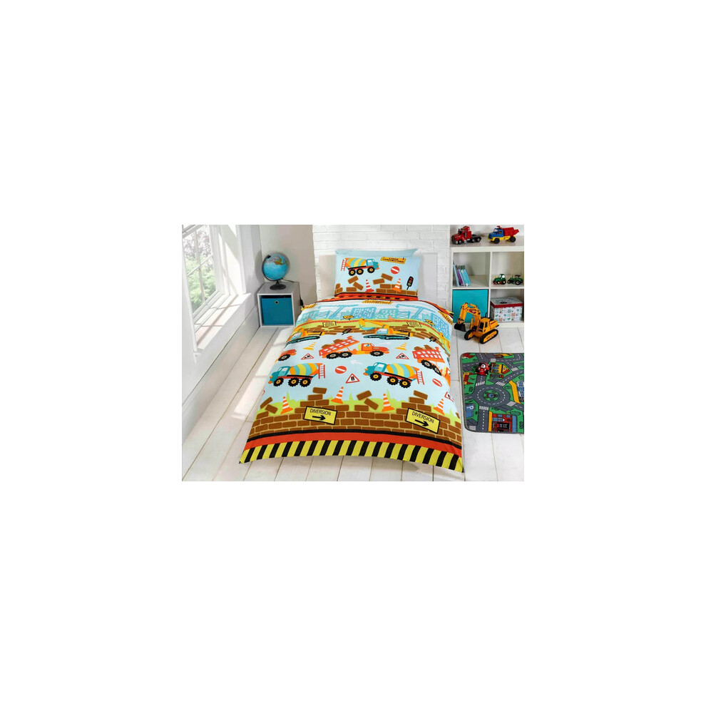 (Toddler) Under Construction Kids Bedding Duvet Quilt Cover Set