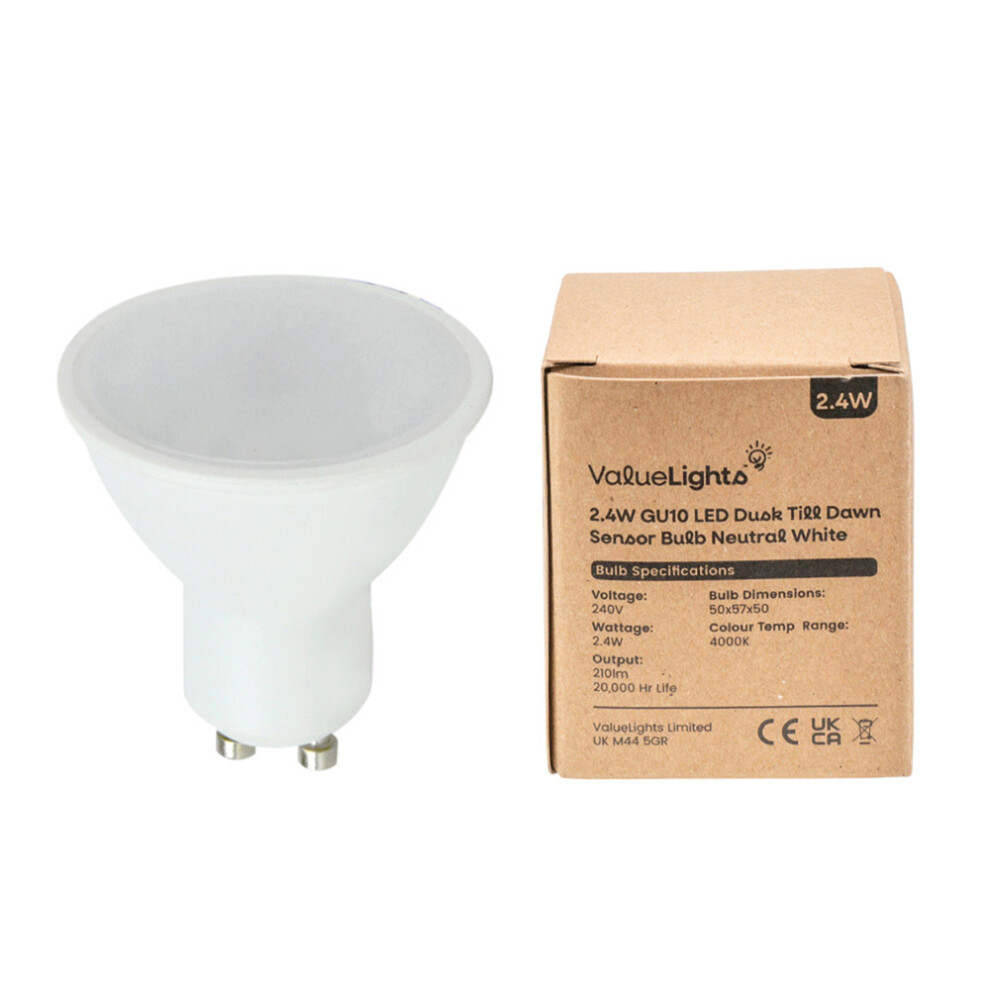 GU10 LED Dusk Till Dawn Sensor 2.4W Neutral White Bulb