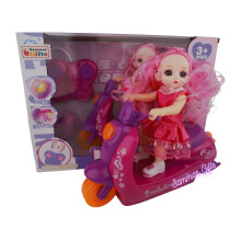 (Pink) Girls 2 Channel RC Car Scooter Motorcycle + Doll