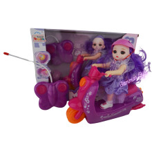 (Purple) Girls 2 Channel RC Car Scooter Motorcycle + Doll