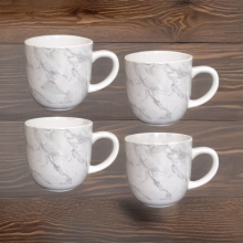 Set of 4 Marble-Effect Mugs - Tea and Coffee Cups Kitchenware Gift Set