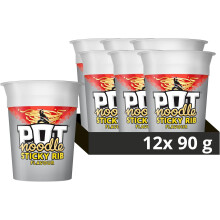 Pot Noodle Sticky Rib Standard Pot Noodle instant vegan snack quick to make noodles 12x 90 g