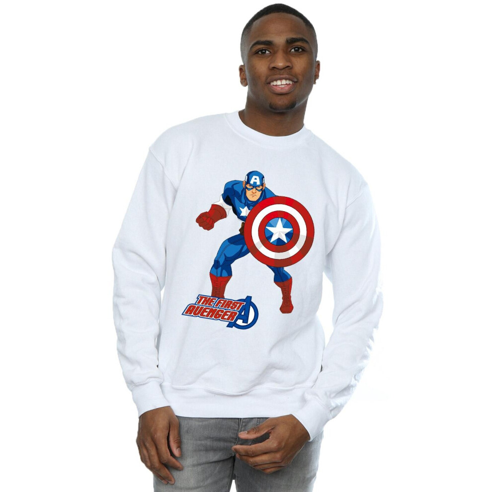 (M, White) Captain America Unisex Adult The First Avenger Sweatshirt