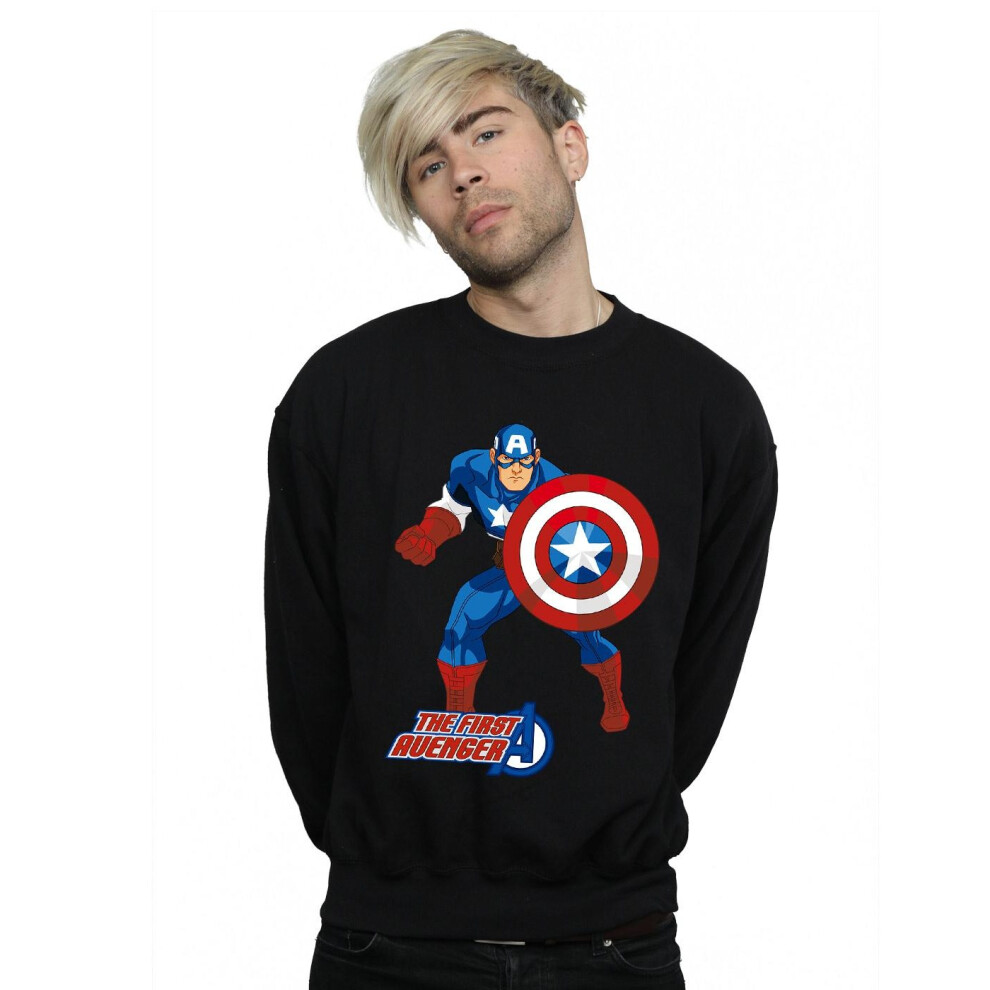 (XXL, Black) Captain America Unisex Adult The First Avenger Sweatshirt