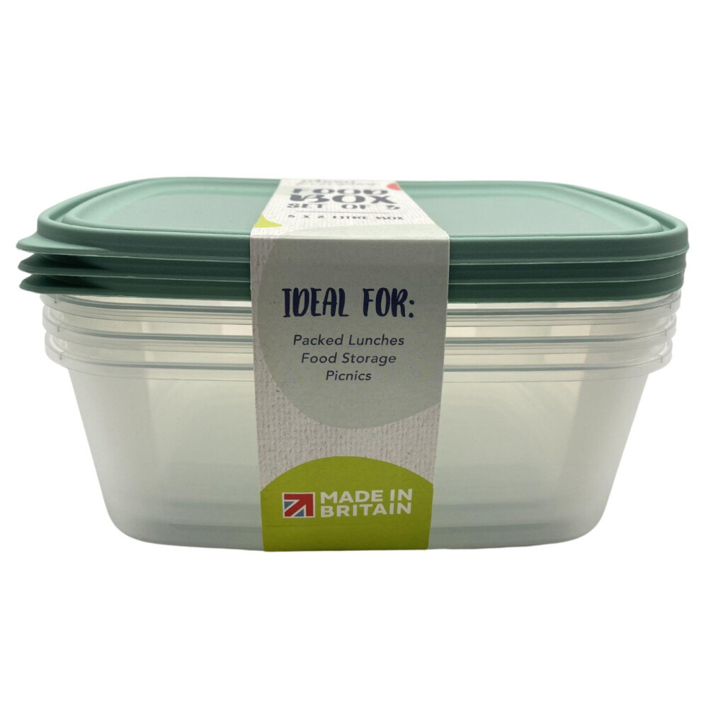 (2000 ml - 3 Pieces Green) Wham Food Storage Lunch Box Containers with Lids