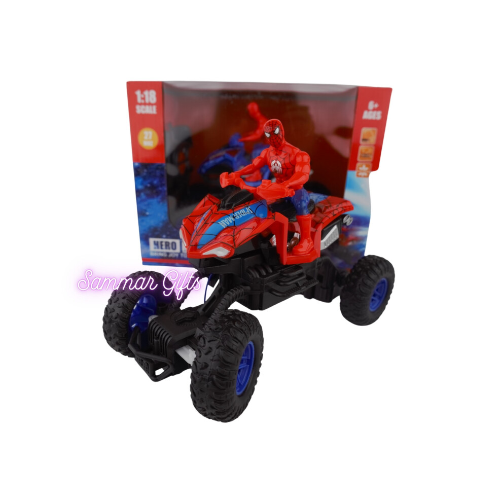 Spiderman Quad Motorbike Rechargeable RC Remote Control Car Sound 1/18