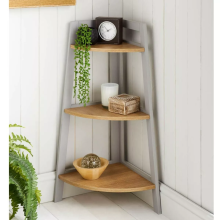Corner Ladder Shelf Bookcase - Grey & Oak Plant Stand and Storage Rack