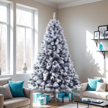(7ft) EVRE Snow Flock Christmas Tree Pine Cone & Berries