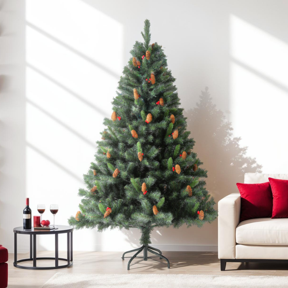 (6ft) EVRE Spruce Christmas Tree Pinecones & Berries