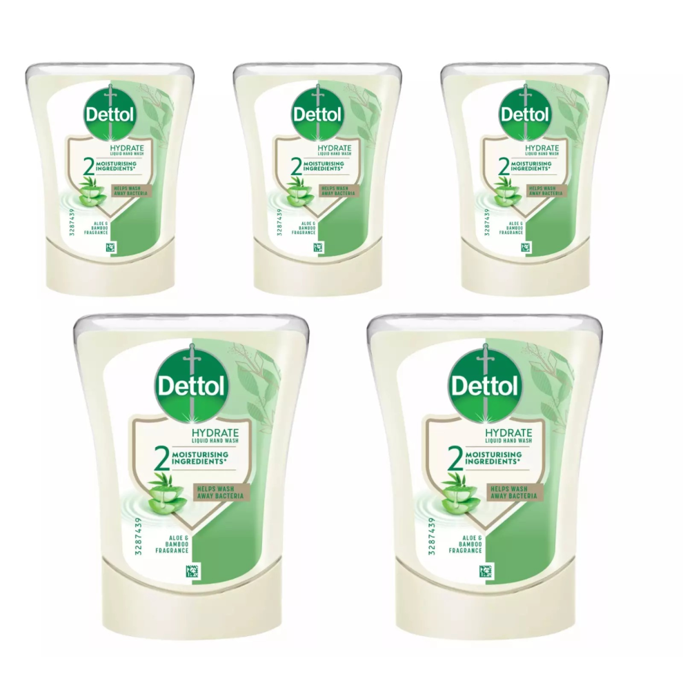 5 x 250ml Dettol No Touch Hand Wash System Refill Aloe Vera