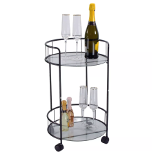 Black Drinks Trolley with Glass Shelves - Stylish Mini Bar or Cocktail Table