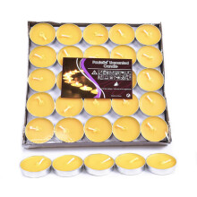 (Yellow) 50pcs Smokeless Tea Candles Pleasant Fragrance Candle For Picnic Outdoor Supplies