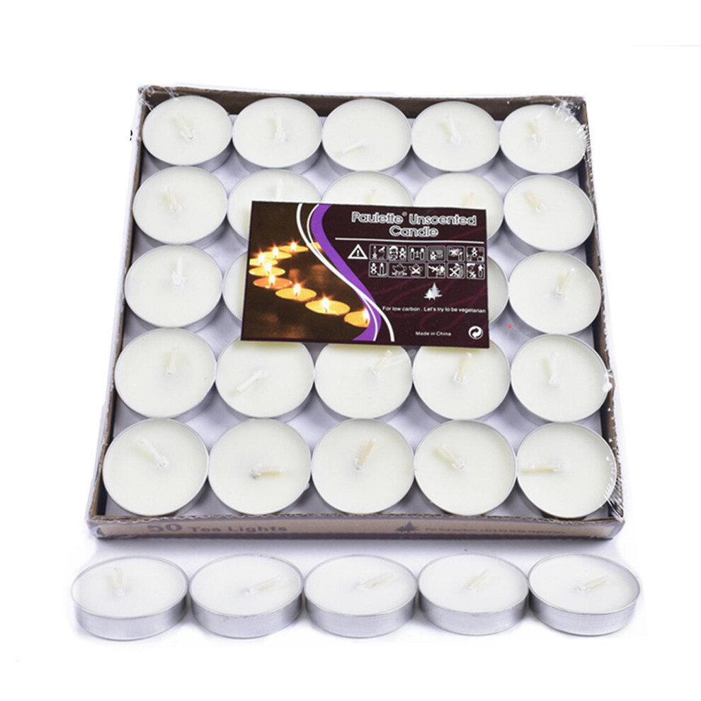 (White) 50pcs Smokeless Tea Candles Pleasant Fragrance Candle For Picnic Outdoor Supplies-image-OPC-PFQZR7B-NEW