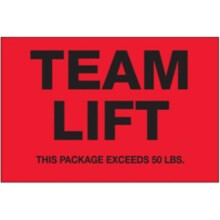 Tape Logic DL7016 2 x 3 in. Team Lift Fluorescent Red Labels