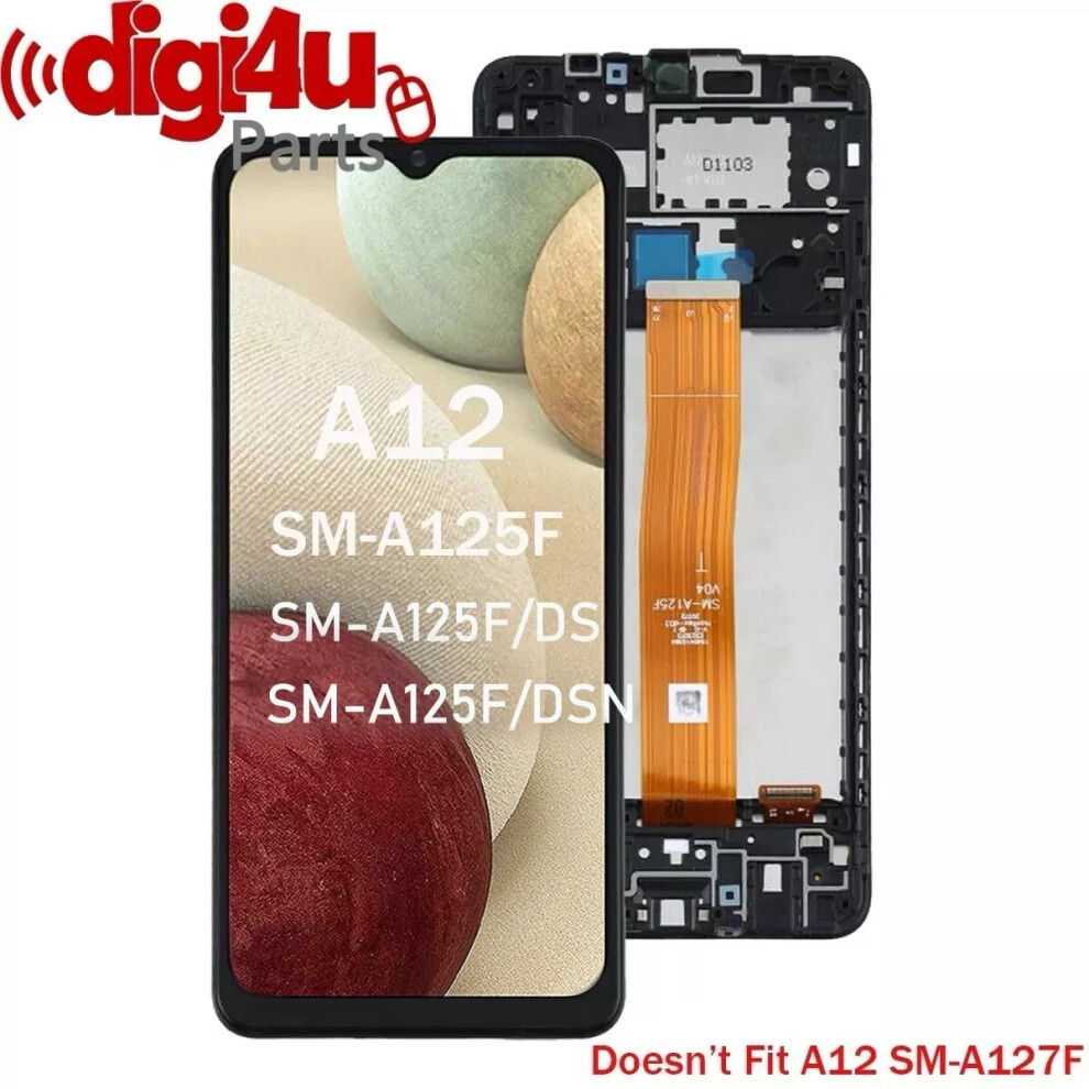 Screen Replacement For Samsung Galaxy A12 SM-A125F LCD Display + Frame