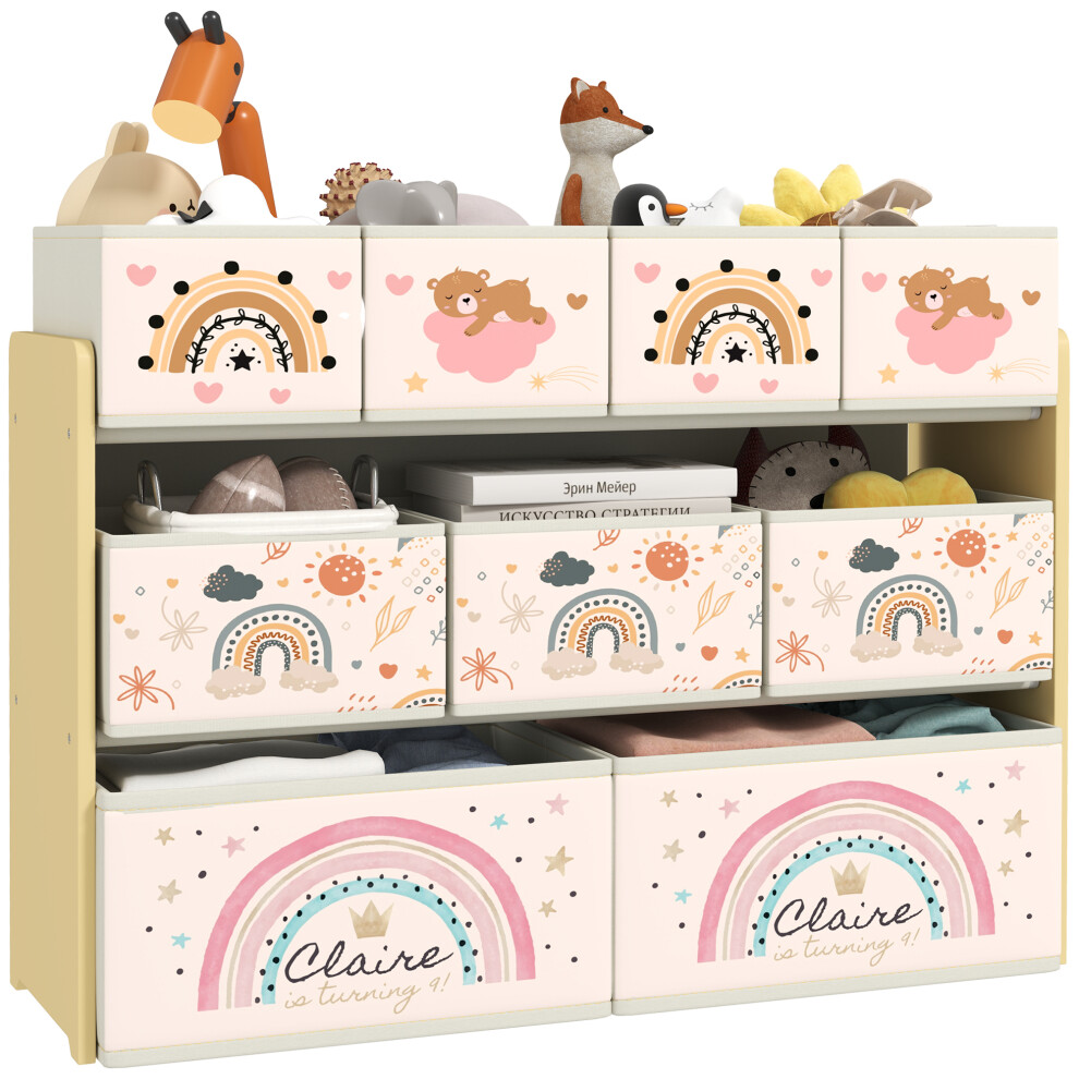 Aiyaplay Unisex Yellow 3-Tier Toy Organiser Shelf With 9 Storage Boxes For Bedroom In Size 3 - Image 2