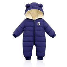(Navy blue, 73cm) Baby Winter Jumpsuit With Hood, Romper Snowsuit Boys Girls Long Sleeve Jumpsuit Warm Outfits Gift (navy Blue, 66cm)