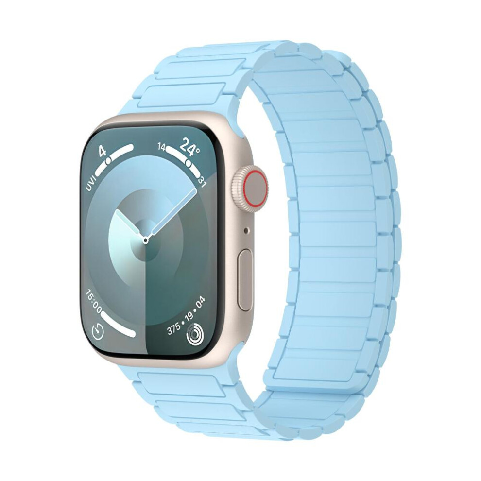 (Light Blue, 42/44/45/49) Magnetic Suction Silicone Band For Apple Watch