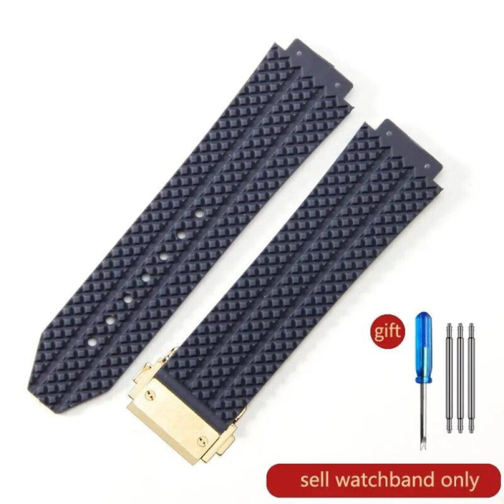 (J01-Blue-Gold-Z2  26x19mm) For Hublot Yubo High Quality Silicone Waterproof Watch Strap Classic Fusion Big Bang Rubber Men&apos;s 26*19mm 24*17mm Accessories