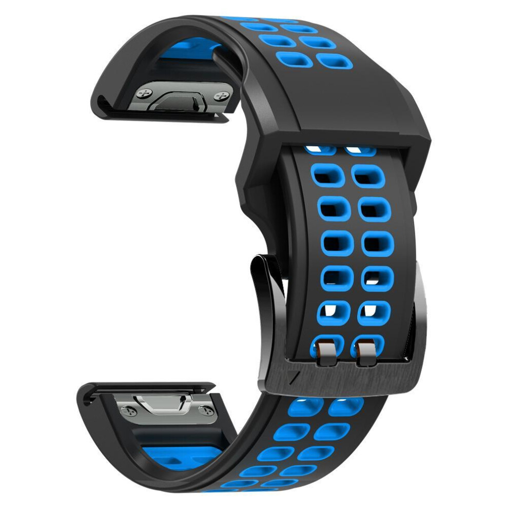 (Black,Blue, 26mm (For Fenix 7X)) 22mm 26mm Silicone Strap For Garmin Fenix 7 7X 6 6X Pro 5 5X Plus Quick Release Watchband For Garmin EPIX Forerunner 945 935 Smart Watch Band