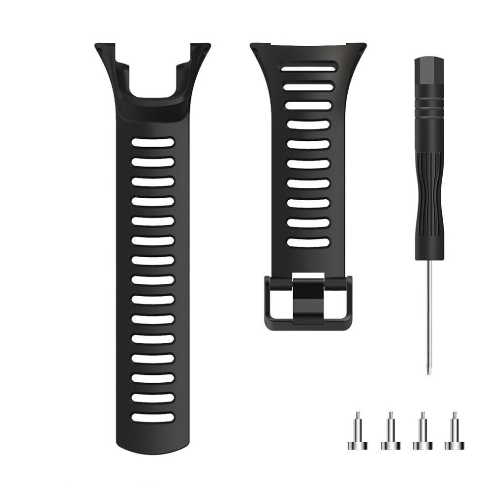 (Black) 24mm Silicone Strap For Suunto Ambit Series 1/2/3 Watchband For SUUNTO AMBIT 1/2/2S/2R/3P/3S/3R Sport Watch Band