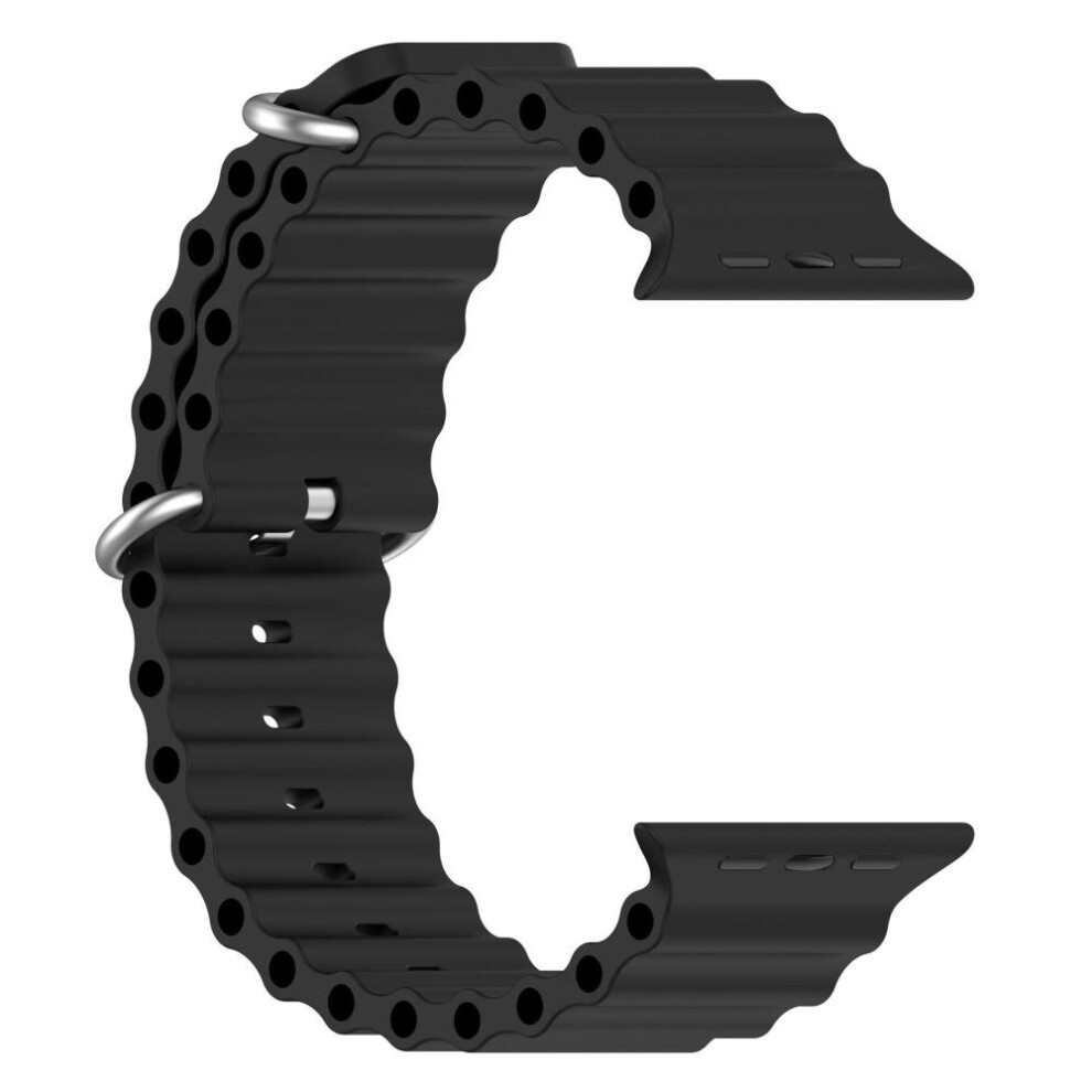 (Black, For 42/44/45/49mm) Strap For Apple Watch Ultra 2 9 8 7 6 SE 4 5 3 Band 44mm/40mm Iwatch Band 5 42mm 38mm Double Buckle Watch Accessories 49mm 41mm 45mm