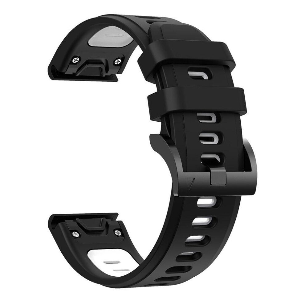 (Black,White, 26mm (For Fenix 7X 6X 5X)) 22mm 26mm Silicone Strap For Garmin Fenix 7 7X 6 6X 5 5X Quick Fit Watchband for Garmin Fenix 3/3 HR/3 Sapphire Smart Watch Band