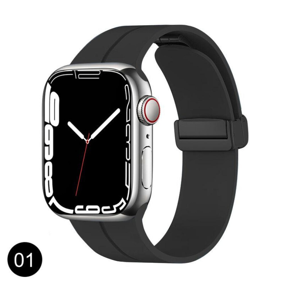 (Black, 38mm 40mm 41mm) Magnetic Silicone Strap For Apple Watch Ultra Band 49mm 44mm 45mm 41mm 40mm 42mm 38mm 45mm Magnetic Bracelet iWatch Series 8 S