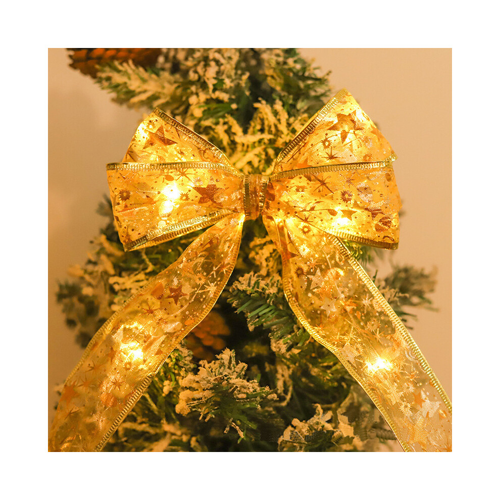 (Warm light golden ribbon, 4m 40 lights three-section flash battery box*2) LED Christmas ribbon decorative lights Christmas tree decoration battery bo