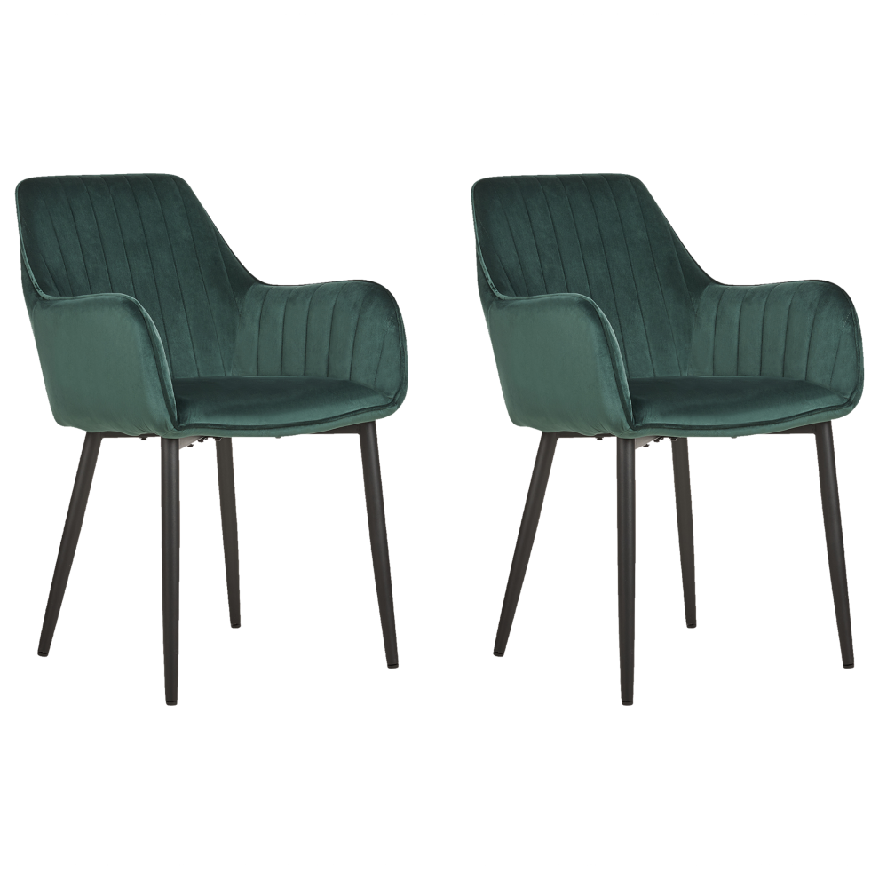 Set of 2 Dining Chairs WELLSTON Velvet Dark Green