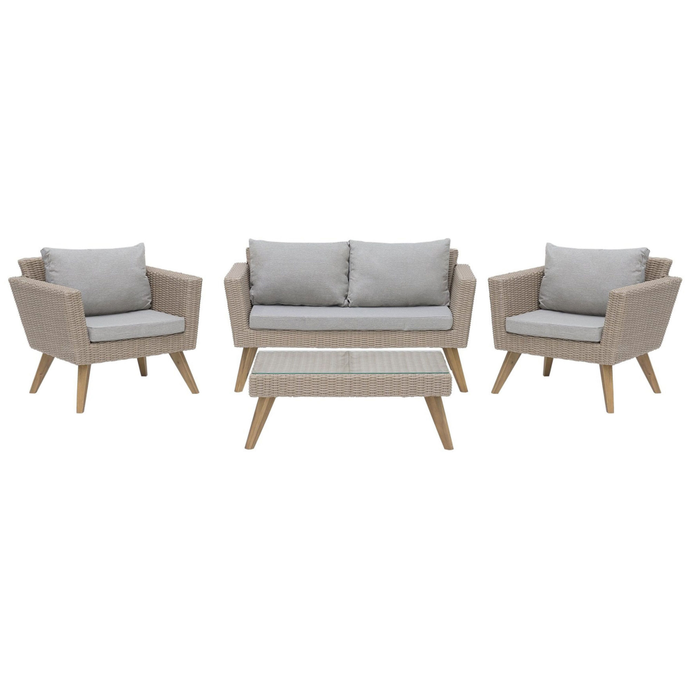 Garden Lounge Set with Table 4 Seater VITTORIA PE Rattan Grey