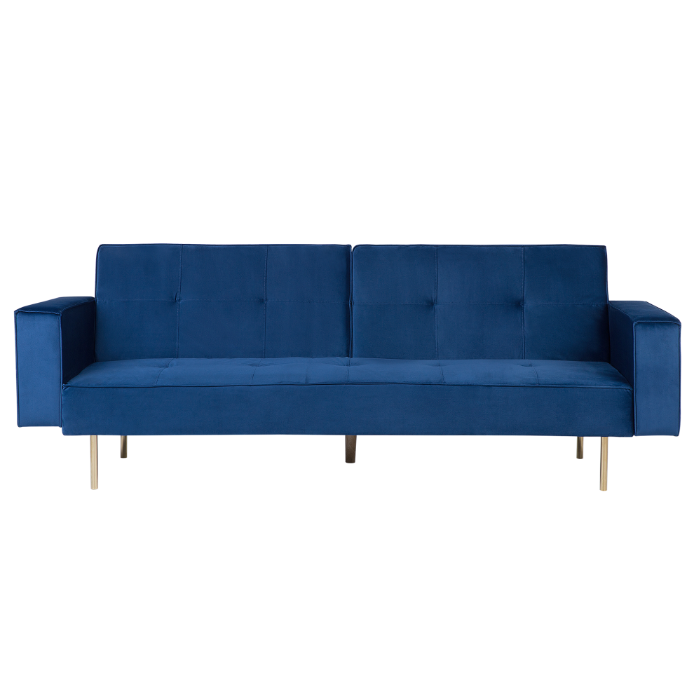 Sofa Bed VISNES Velvet Navy Blue 3 Seater