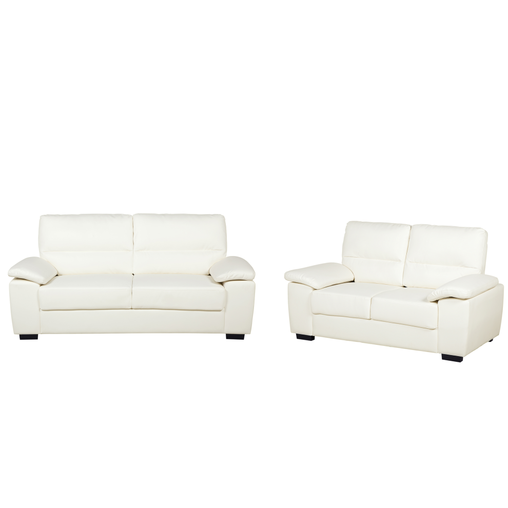 Living Room Set VOGAR Faux Leather Light Beige 5 Seater