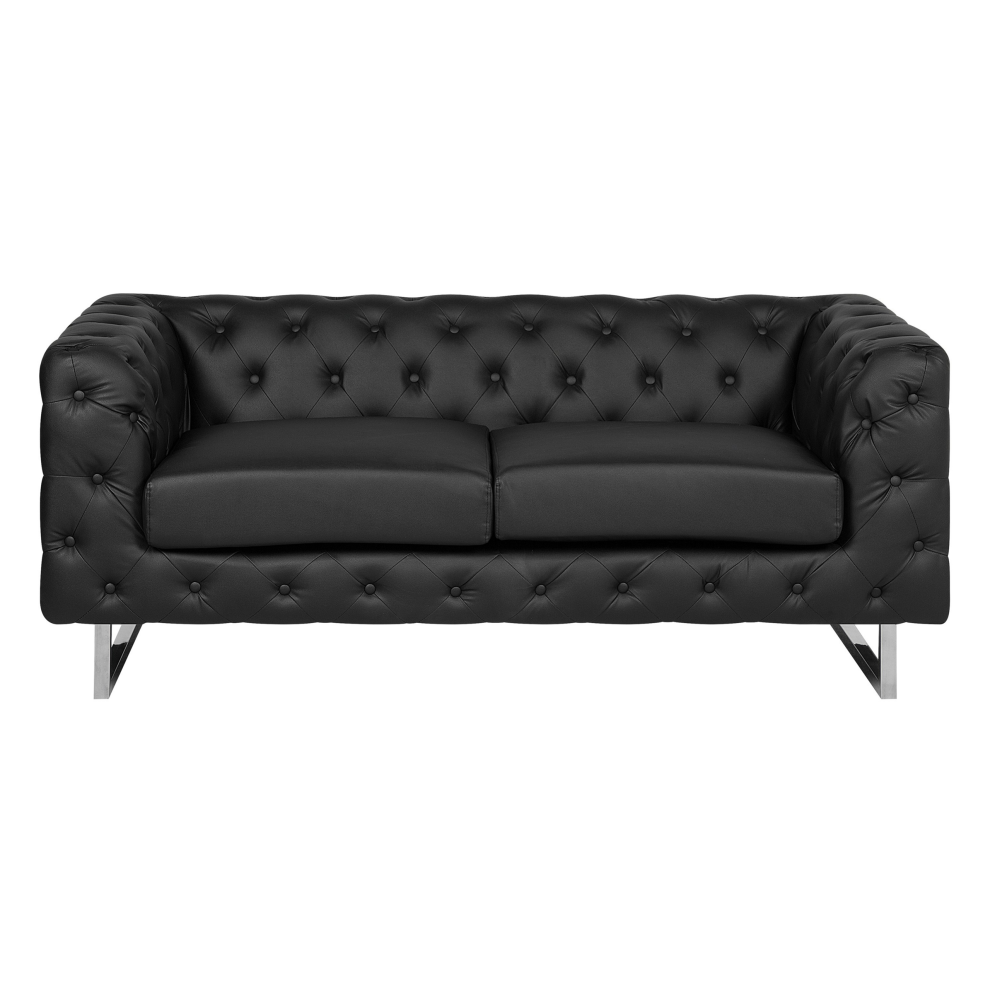Sofa VISSLAND Faux Leather Black 2 Seater