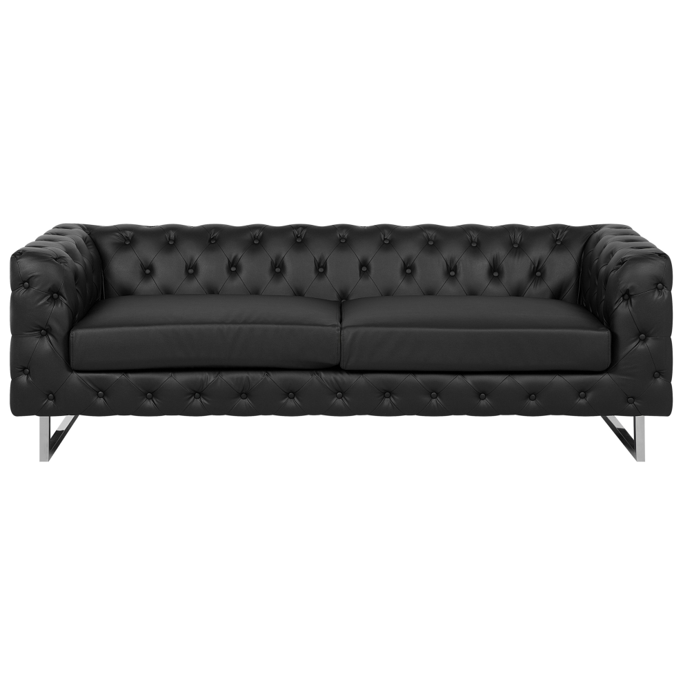 Sofa VISSLAND Faux Leather Black 3 Seater
