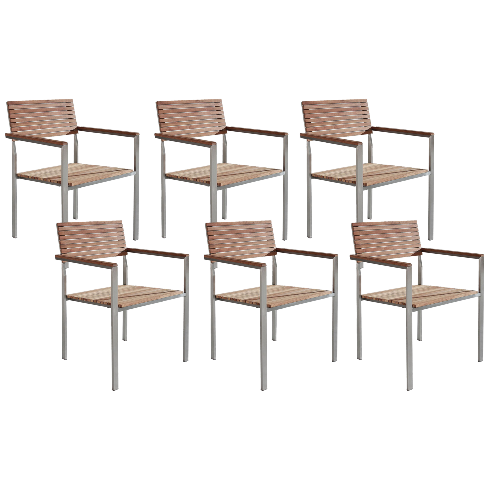 Set of 6 Garden Chairs VIAREGGIO Wood Brown