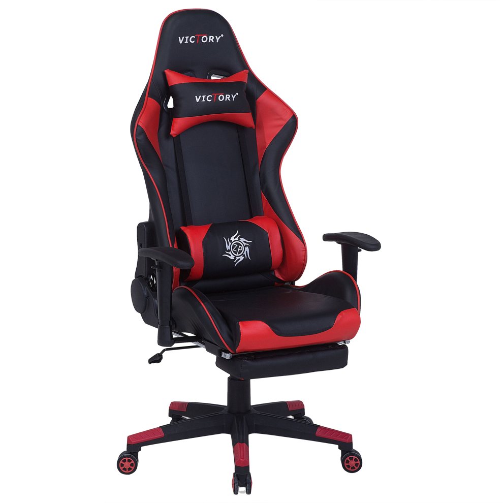 Gaming Chair Swivel VICTORY Faux Leather Red