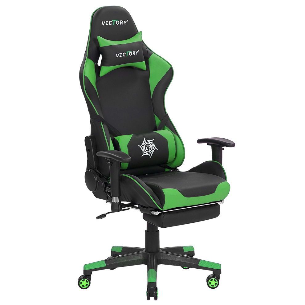 Gaming Chair Swivel VICTORY Faux Leather Green