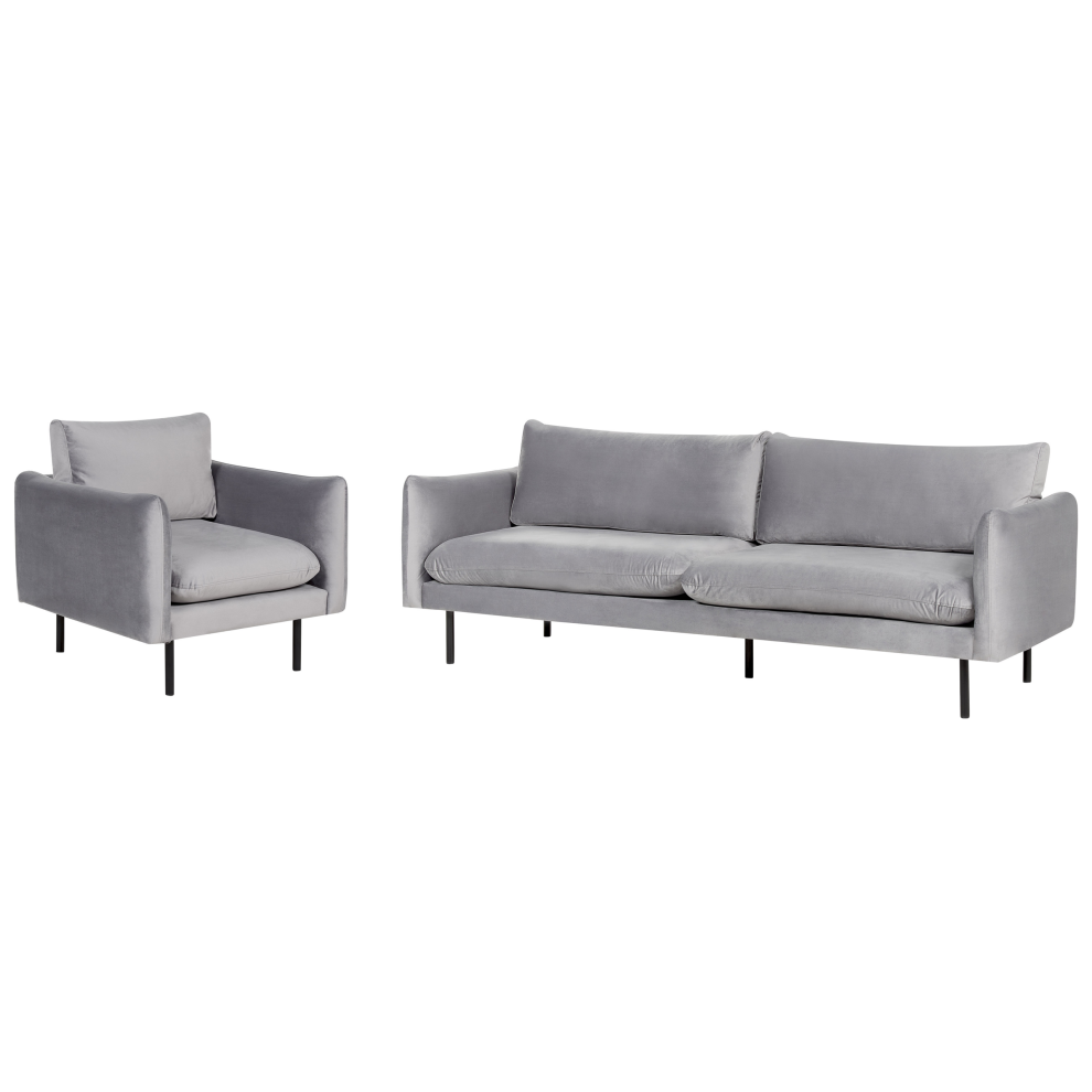 Living Room Set VINTERBRO Velvet Grey 4 Seater