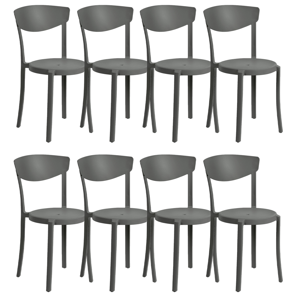 Set of 8 Dining Chairs VIESTE Dark Grey