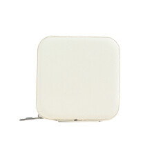 (Off white) Zipper bag jewelry box mini portable ring necklace pendant box jewelry packaging box