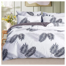 (Single Reversible Duvet Cover: 137X 200 ) Reversible Duvet Cover Printed White Bedding Sets