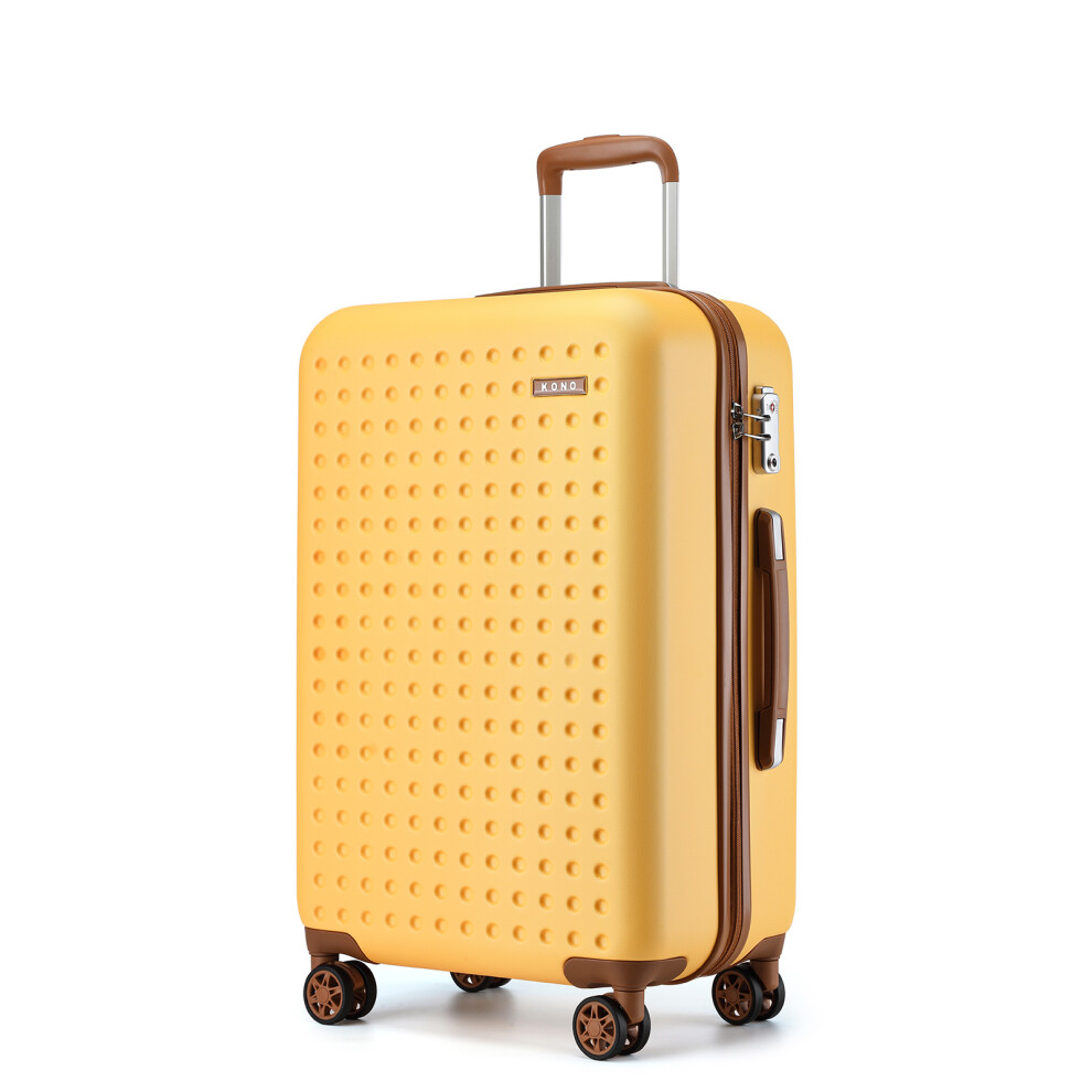 (24 Inch) 13/20/24/28Inch ABS Hard Shell Suitcase Set Travel 4 Wheels Cabin Hand Luggage - Yellow