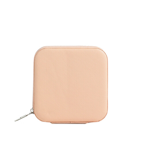 (Pink) Fashionable writing jewelry box makeup box with small mirror for easy visualization