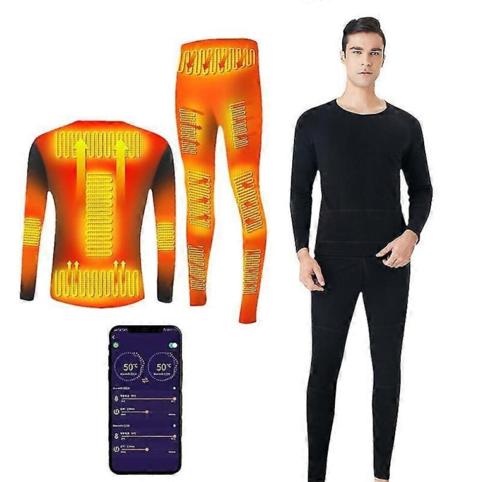 (XL) Heating Thermal Underwear Set For Men ,usb Electric Heated Underwear Base Layer Top And Bottom Long Set