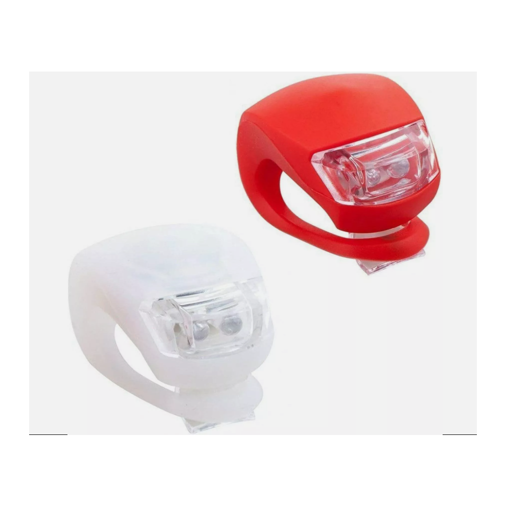 Bicycle Reflector Set 2pc Led Light Front Rear Silicone Clips Lighting