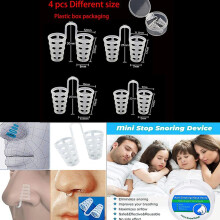 (4pcs Different vents) Anti snore nose aid Silicone Nasal Dilators Stop Snoring Nose Clip Sleep Tray Sleeping Aid Apnea Guard Night Device