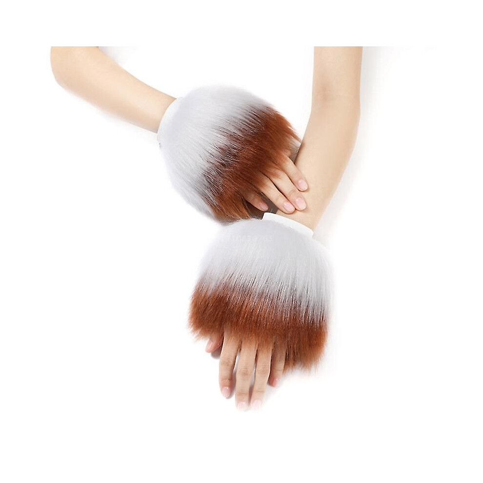 (3) Winter Plush Fur Cuffs Warmer Furry Wrist Cuff Fur Sleeves Fluffy Fur Wrist Cuffs For Women Coat Arm Cuffs Wristband-image-OPC-PFR22GB-NEW